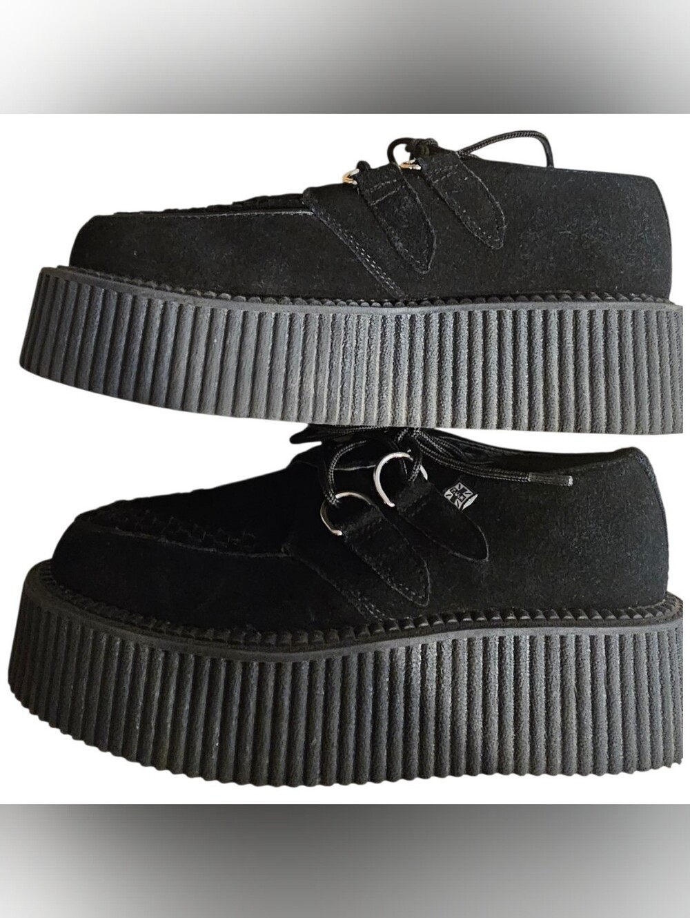 T.U.K. Black Suede Viva Low Creepers - US Women’s 6 / Men’s 4 Goth Grunge Punk - Picture 6 of 12